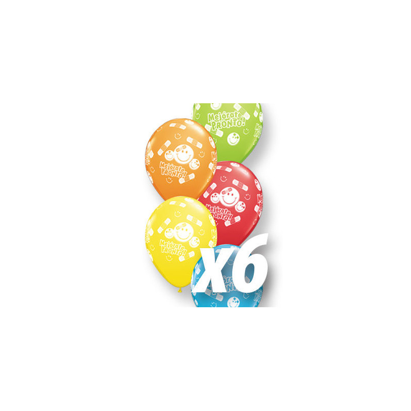 Globo mejorate pronto qualatex 6 uds para enfermos 30 cm
