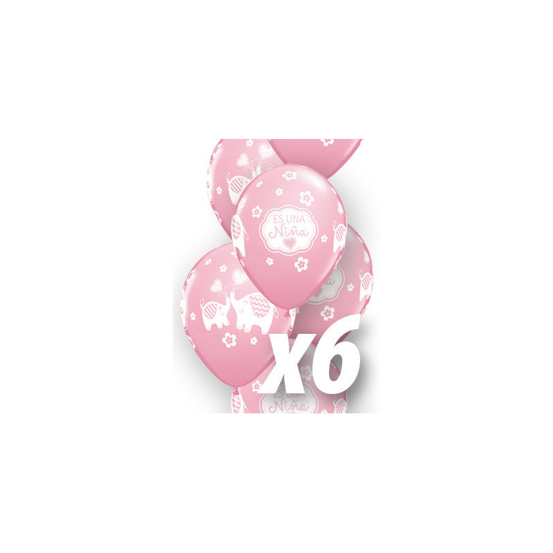 Globo es un nina elefante babyshower qualatex de 6 uds 30 cm
