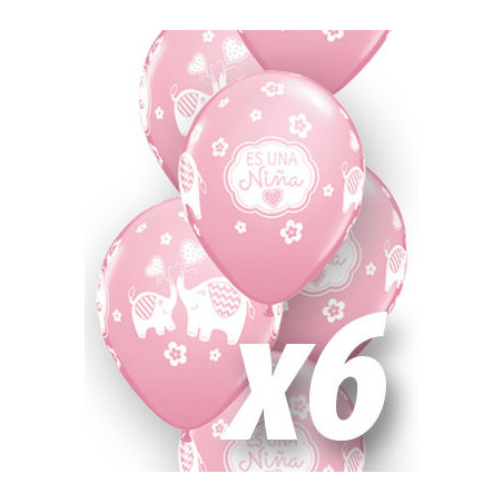 Globo es un nina elefante babyshower qualatex de 6 uds 30 cm