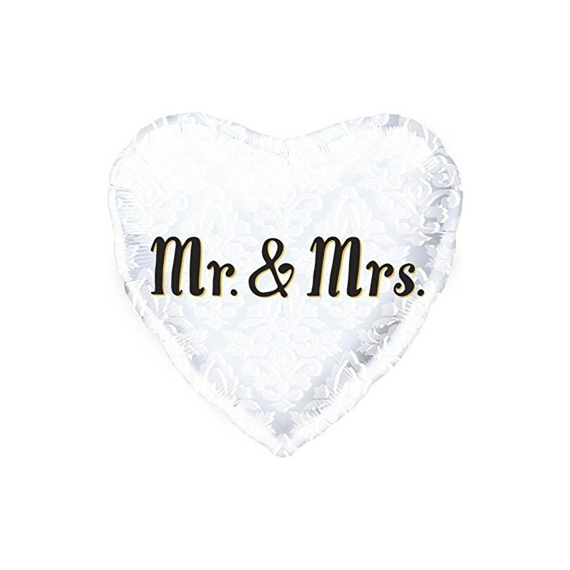 Globo corazon para boda mr mrs foil 45 cm