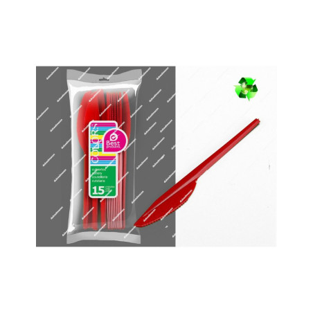 Cuchillo rojo grande 15 unidades plastico